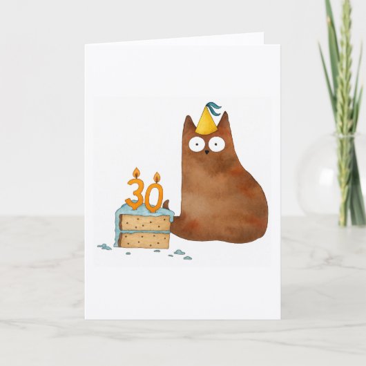 Carte d'anniversaire drôle pour chat 30 ans (Devant)