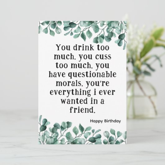 Carte d'anniversaire drôle pour meilleure amie Euc (Debout devant)