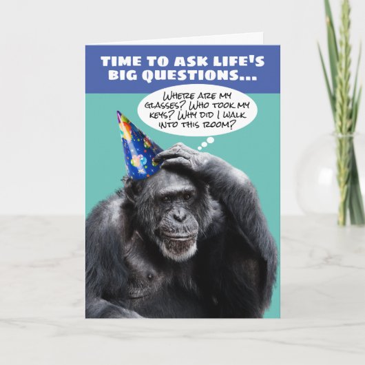 Carte d'anniversaire drôle pour un chimpanzé âgé e (Devant)