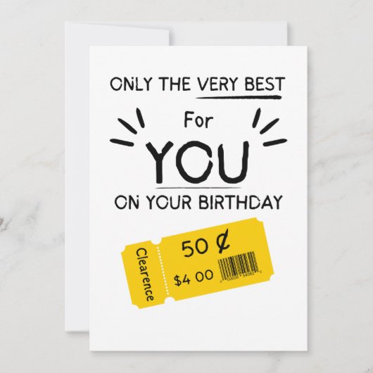 Carte d'anniversaire drôle Rude Sarcastic Clearanc (Devant)