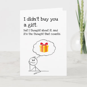 Carte d'anniversaire drôle sans cadeau
