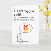 Carte d'anniversaire drôle sans cadeau (Fleur jaune)