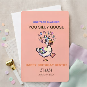 Carte d'anniversaire drôle Silly Goose Un an de p