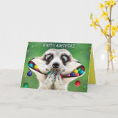 Carte d'anniversaire drôle - Suricate (Fleur jaune)