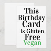 Carte d'anniversaire drôle végane sans gluten (Devant / Derrière)