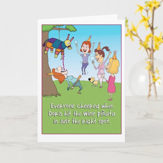 Carte d'anniversaire drôle Vin Pinata (Fleur jaune)