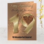 Carte d'anniversaire du 19e Mariage en bronze pers (Fleur jaune)