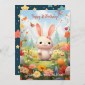 Carte d'anniversaire du 1er anniversaire du lapin (Devant / Derrière)
