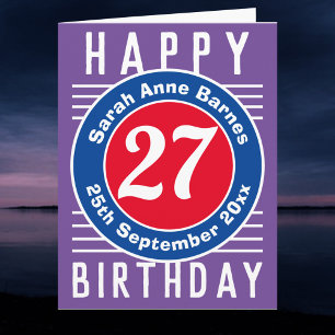 Carte d'anniversaire du 27e anniversaire avec le n