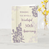 Carte d'anniversaire du 30e Mariage floral violet (Fleur jaune)