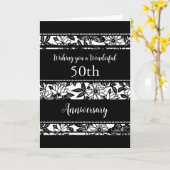 Carte d'anniversaire du 50e Mariage noir et blanc (Fleur jaune)