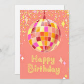 Carte d'anniversaire du bal Disco Retro super (Devant / Derrière)