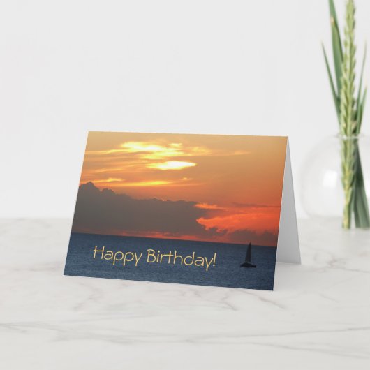 Carte d'anniversaire du bateau à voile Sunset (vie (Devant)