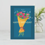 Carte d'anniversaire du bouquet de fleurs (Debout devant)
