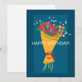 Carte d'anniversaire du bouquet de fleurs (Devant / Derrière)