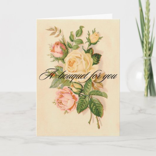 Carte d'anniversaire du bouquet de rose victorienn (Devant)