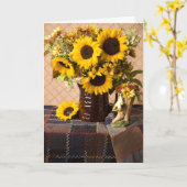 Carte d'anniversaire du bouquet de tournesol 4038 (Fleur jaune)
