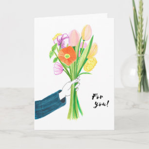 Carte d'anniversaire du bouquet floral vibre