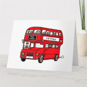 Carte d'anniversaire du bus Londres Red Double Dec