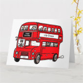 Carte d'anniversaire du bus Londres Red Double Dec (Fleur jaune)