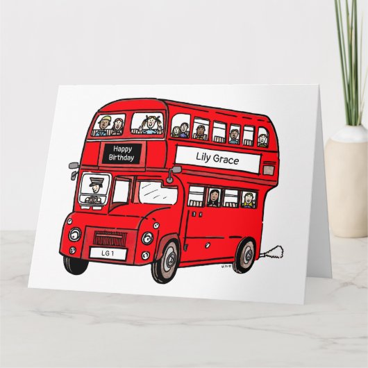 Carte d'anniversaire du bus Londres Red Double Dec (Devant)