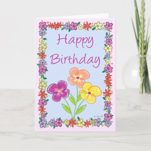 Carte d'anniversaire du cadre de fleurs (Devant)