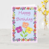 Carte d'anniversaire du cadre de fleurs (Fleur jaune)