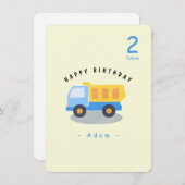 Carte d'anniversaire du camion du garçon (Devant / Derrière)
