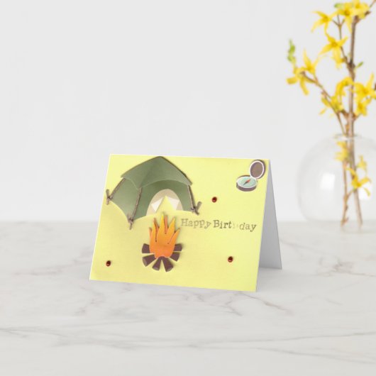 Carte d'anniversaire du camping (Fleur jaune)