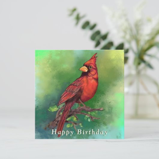 Carte d'anniversaire du Cardinal rouge du Nord (Debout devant)