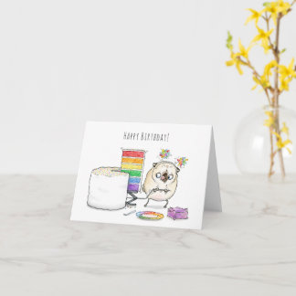 Carte d'anniversaire du carlin Rainbow Cake