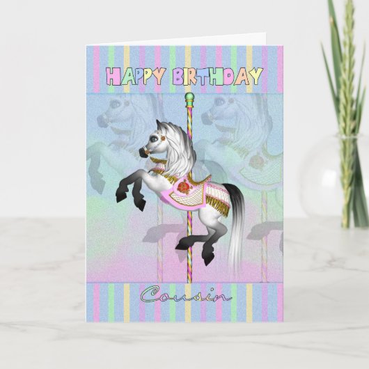 carte d'anniversaire du carrousel de cousin - past (Devant)