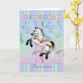 carte d'anniversaire du carrousel de cousin - past (Fleur jaune)