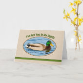 Carte d'anniversaire du chasseur avec canard à all (Fleur jaune)