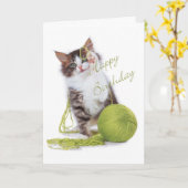 Carte d'anniversaire du chat (Fleur jaune)