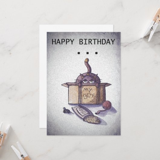 Carte d'anniversaire du chat (Devant/Arrière en situation)