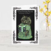 Carte d'anniversaire du chat (Fleur jaune)