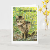 Carte d'anniversaire du chat (Fleur jaune)