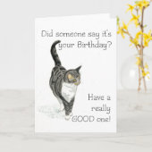 Carte d'anniversaire du chat (Fleur jaune)