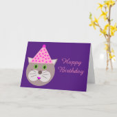Carte d'anniversaire du chat (Fleur jaune)