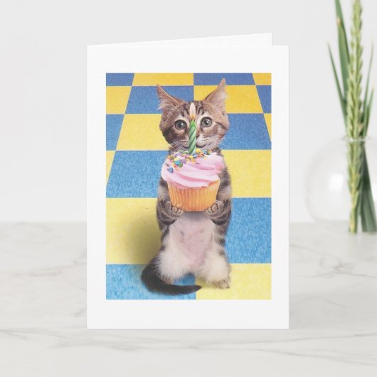 carte d'anniversaire du chat cupcake (Devant)