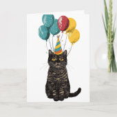 Carte d'anniversaire du chat de fête - Chat noir m (Devant)