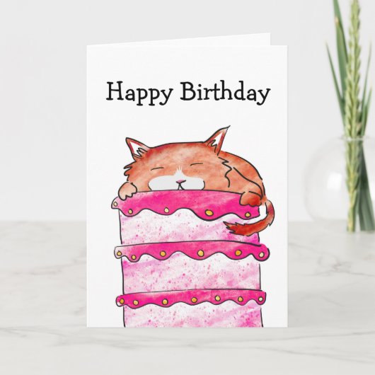 Carte d'anniversaire du chat endormi (Devant)