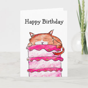 Carte d'anniversaire du chat endormi