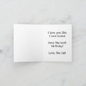 Carte d'anniversaire du chat, message personnalisa (Intérieur)