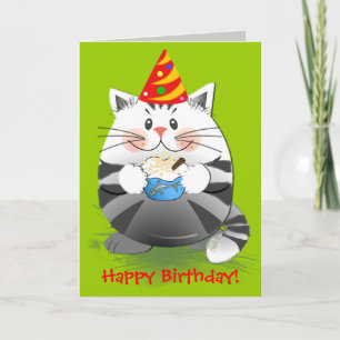 Carte d'anniversaire du chat mignonne Party