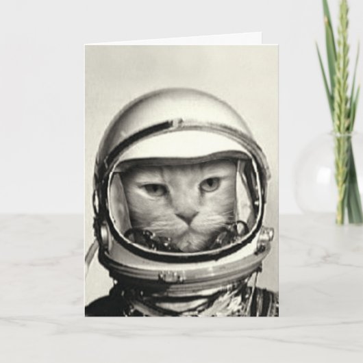 Carte d'anniversaire du chat spatial (Devant)