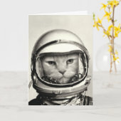 Carte d'anniversaire du chat spatial (Fleur jaune)