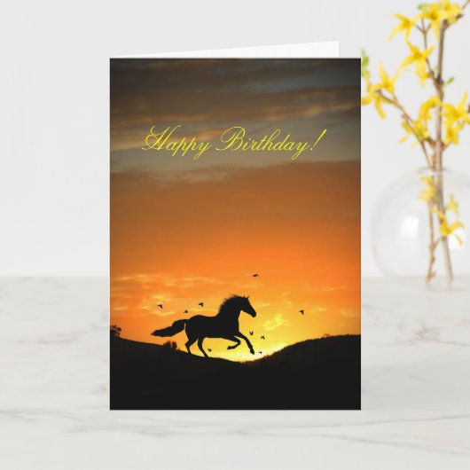 Carte d'anniversaire du cheval (Fleur jaune)