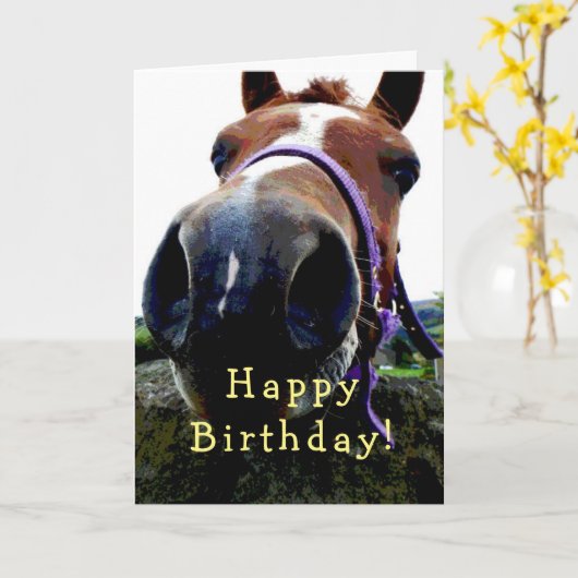Carte d'anniversaire du cheval (Fleur jaune)